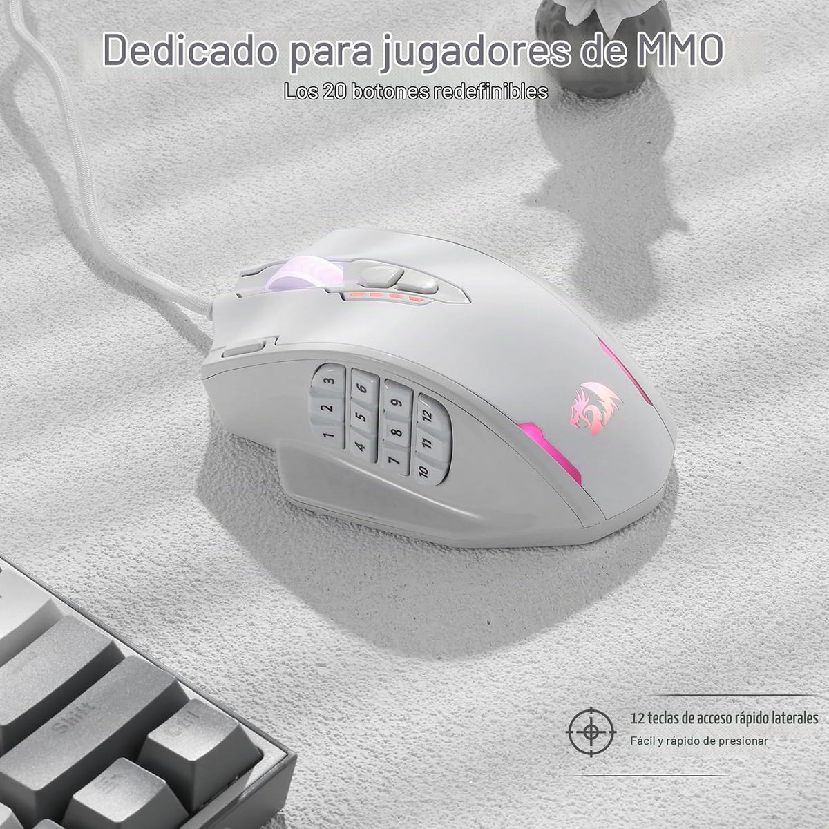 Redragon M908 Impact RGB LED MMO Mouse para juegos con 12 botones l...