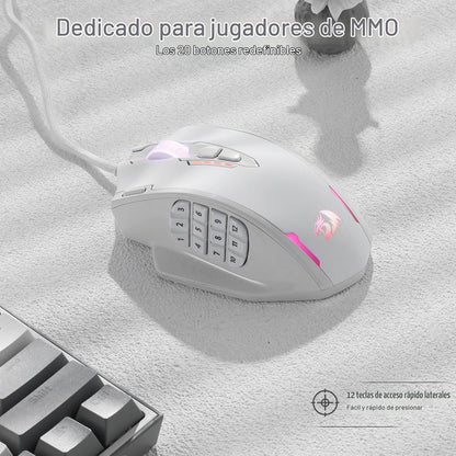Redragon M908 Impact RGB LED MMO Mouse para juegos con 12 botones l...