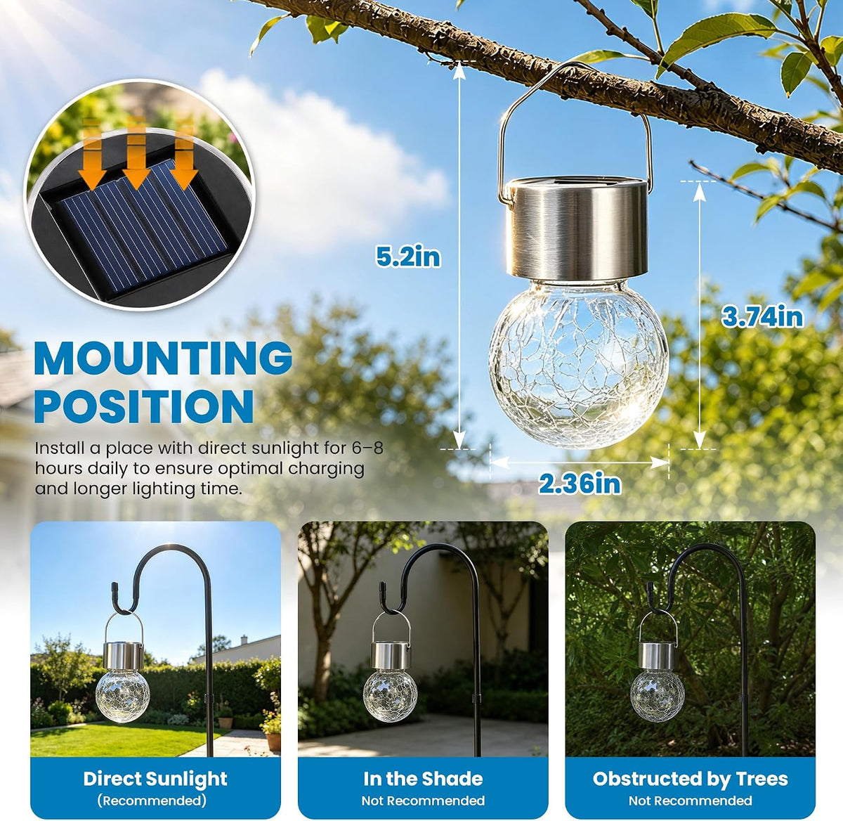 SOLPEX Luces solares colgantes para jardín exterior faroles colgant...