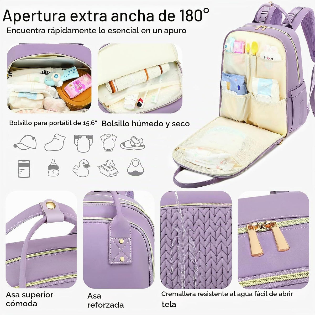 AIJIEKE Mochila para pañales, Mochila para pañales multifuncional g...