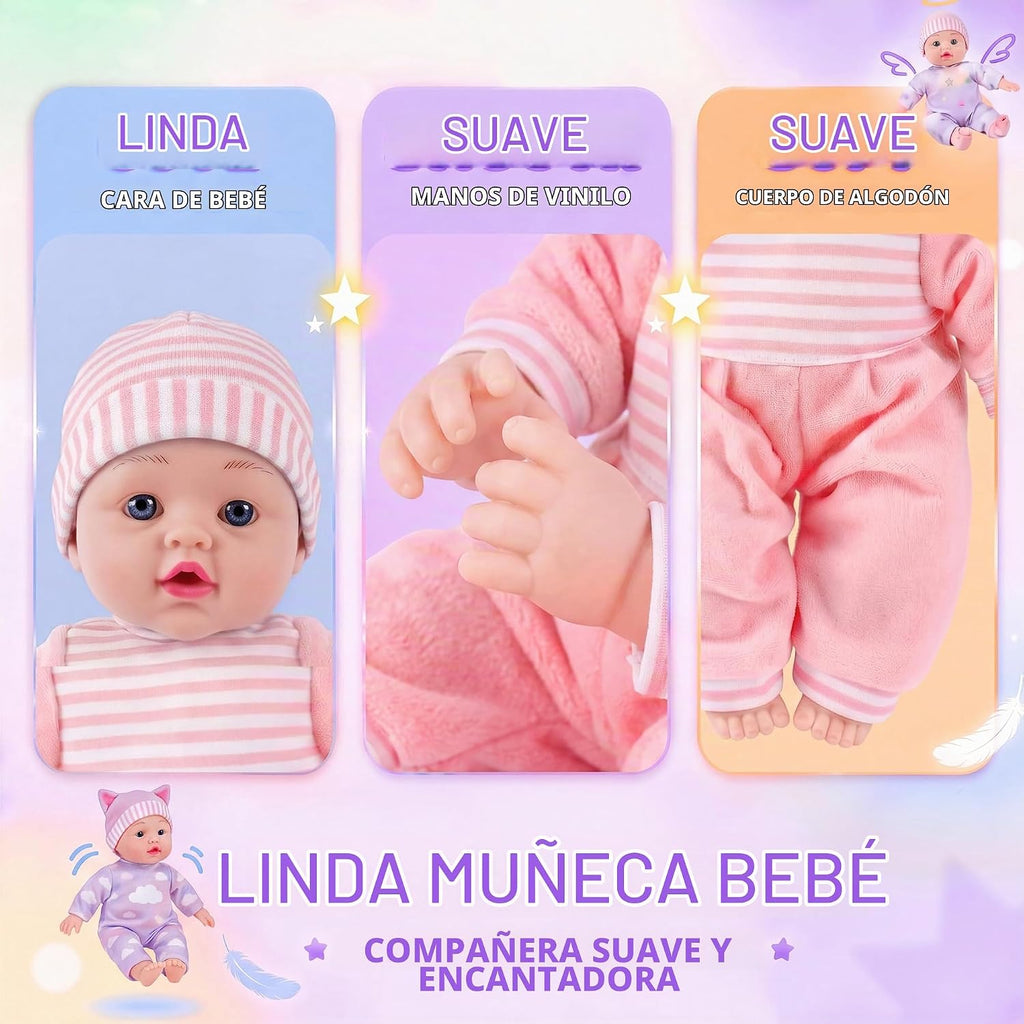 SMILESSKIDDO Juego de muñecas de bebé con moisés grueso ultra suave...