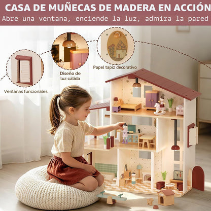 Lehoo Castle Casa de muñecas de madera para niñas, casa de muñecas...