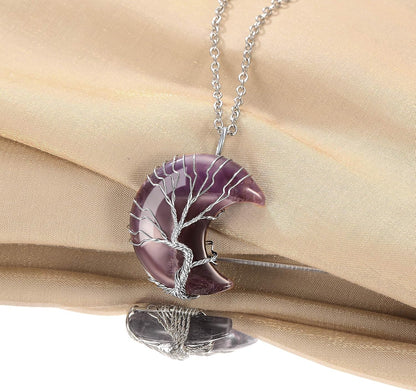 Bestyle Collar de cristal curativo envuelto en árbol de la vida, co...