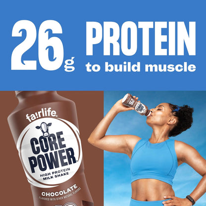 Core Power Batido de Proteína, Chocolate, Botella de 26g, 14 onzas,...