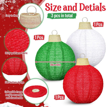 3 bolas de Navidad grandes de 12 pulgadas, adornos emergentes, purp...