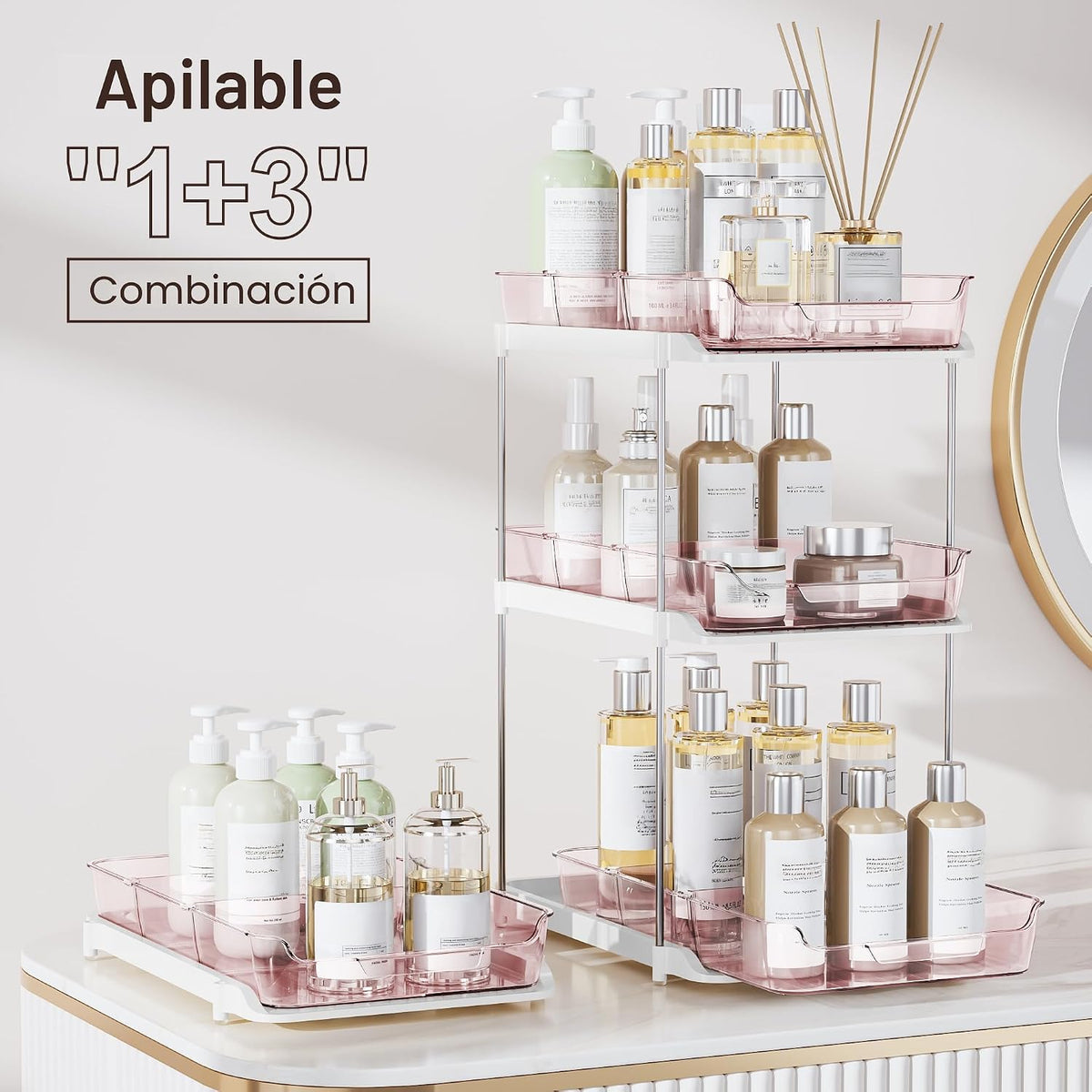 Delamu Organizadores y almacenamiento multiusos de 2 niveles para d...
