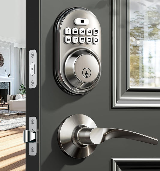 Veise RZ-C Cerradura de puerta de entrada sin llave con 2 manijas d...