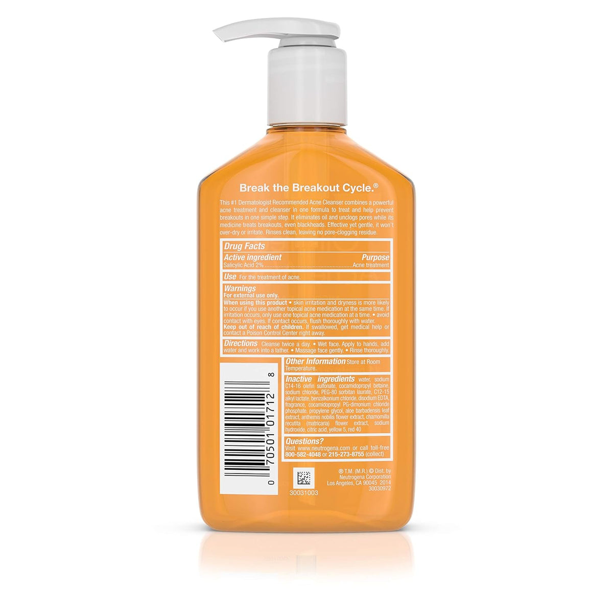 Neutrogena Lavado de acné, sin aceite, 9.1 oz