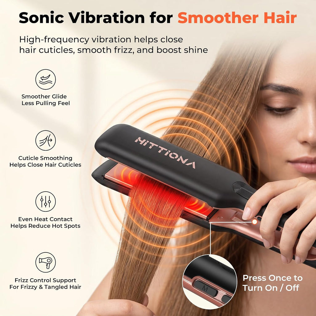 Plancha de pelo de cerámica de 1.75" de ancho para mujeres, pla...