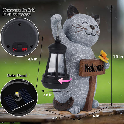 Juegoal - Estatua solar de jardín con linterna LED, letrero de bien...