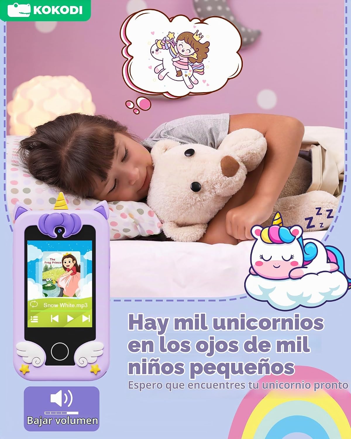 KOKODI - Teléfono inteligente para niños, pantalla táctil HD, doble...