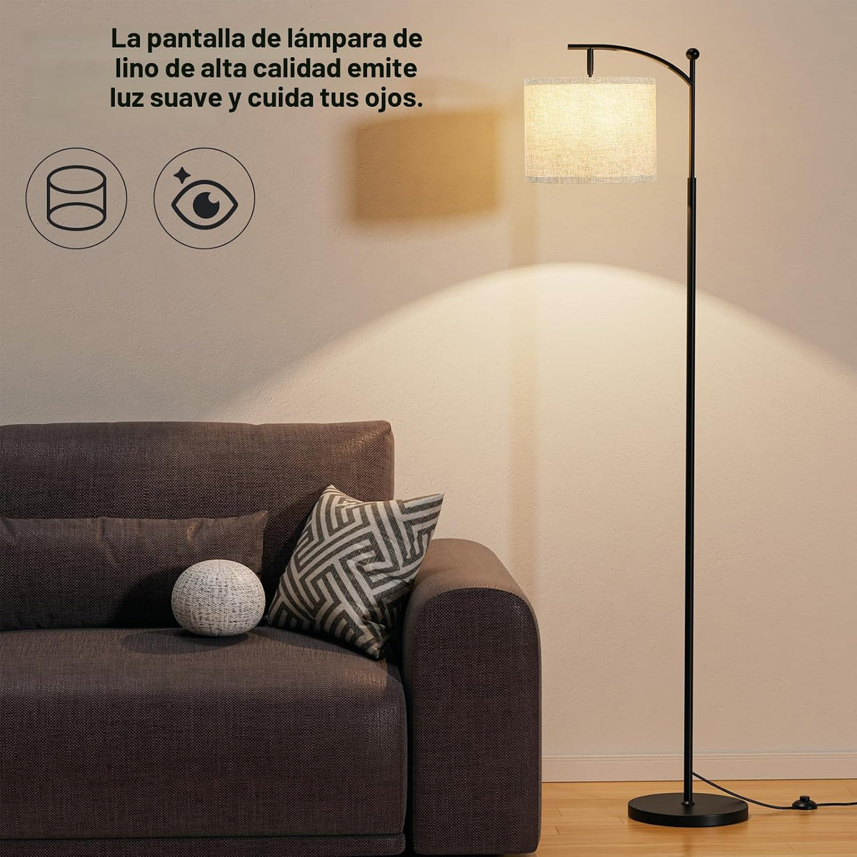 Ambimall Lámpara de pie de 60 pulgadas para sala de estar con 3 tem...