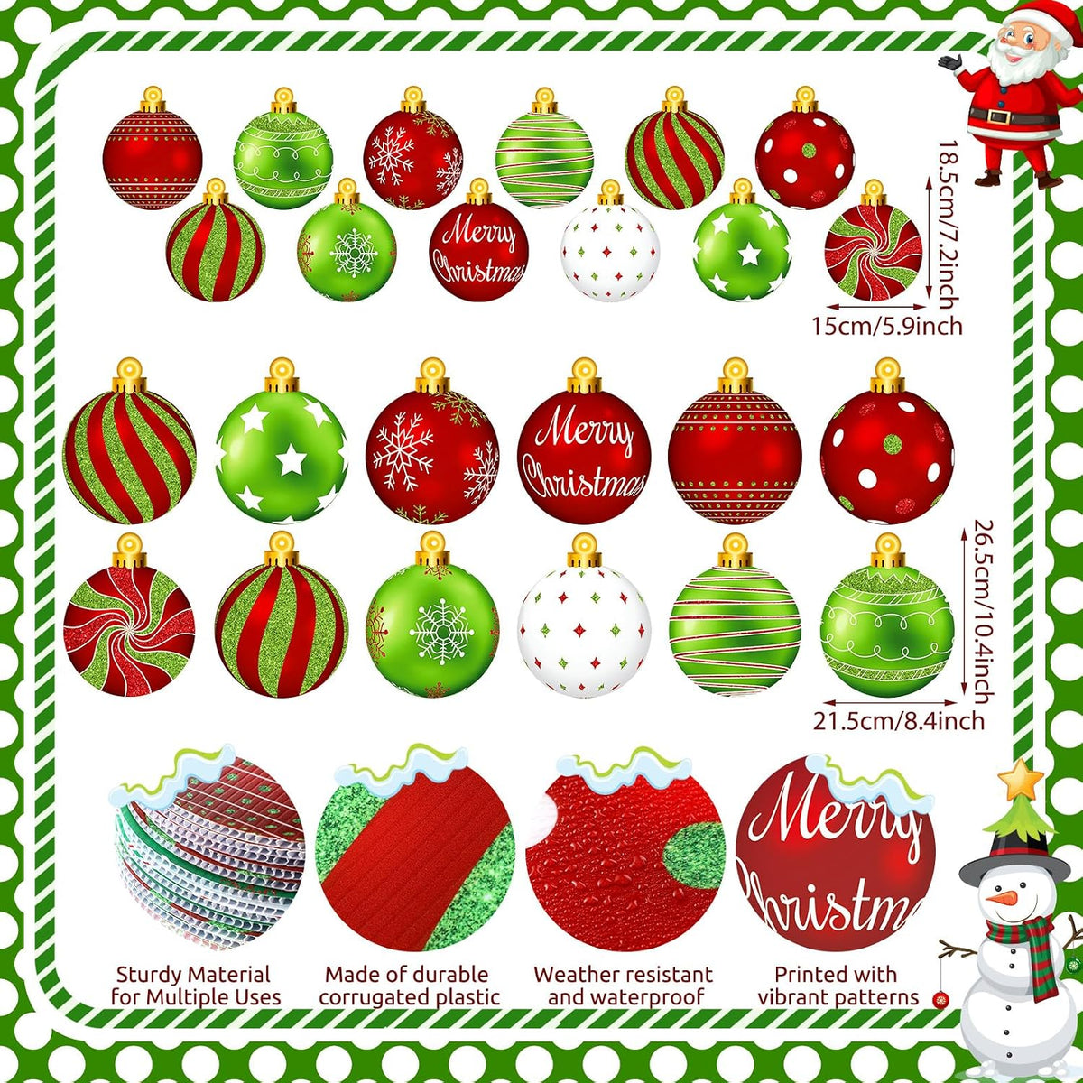 Huwena 24 piezas de decoraciones navideñas para exteriores, adornos...