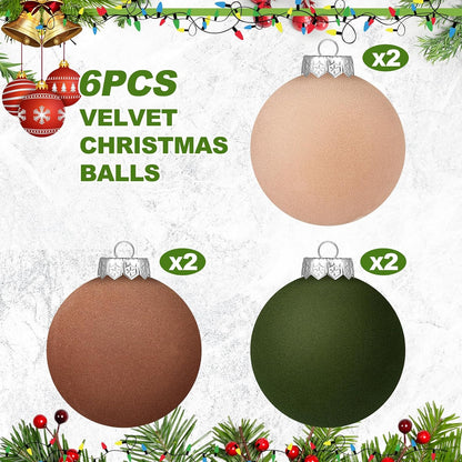 6 adornos grandes de terciopelo de Navidad de 4 pulgadas | Esferas...