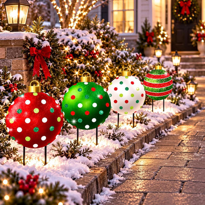Paquete de 4 estacas de adorno navideño para patio, 20 pulgadas de...