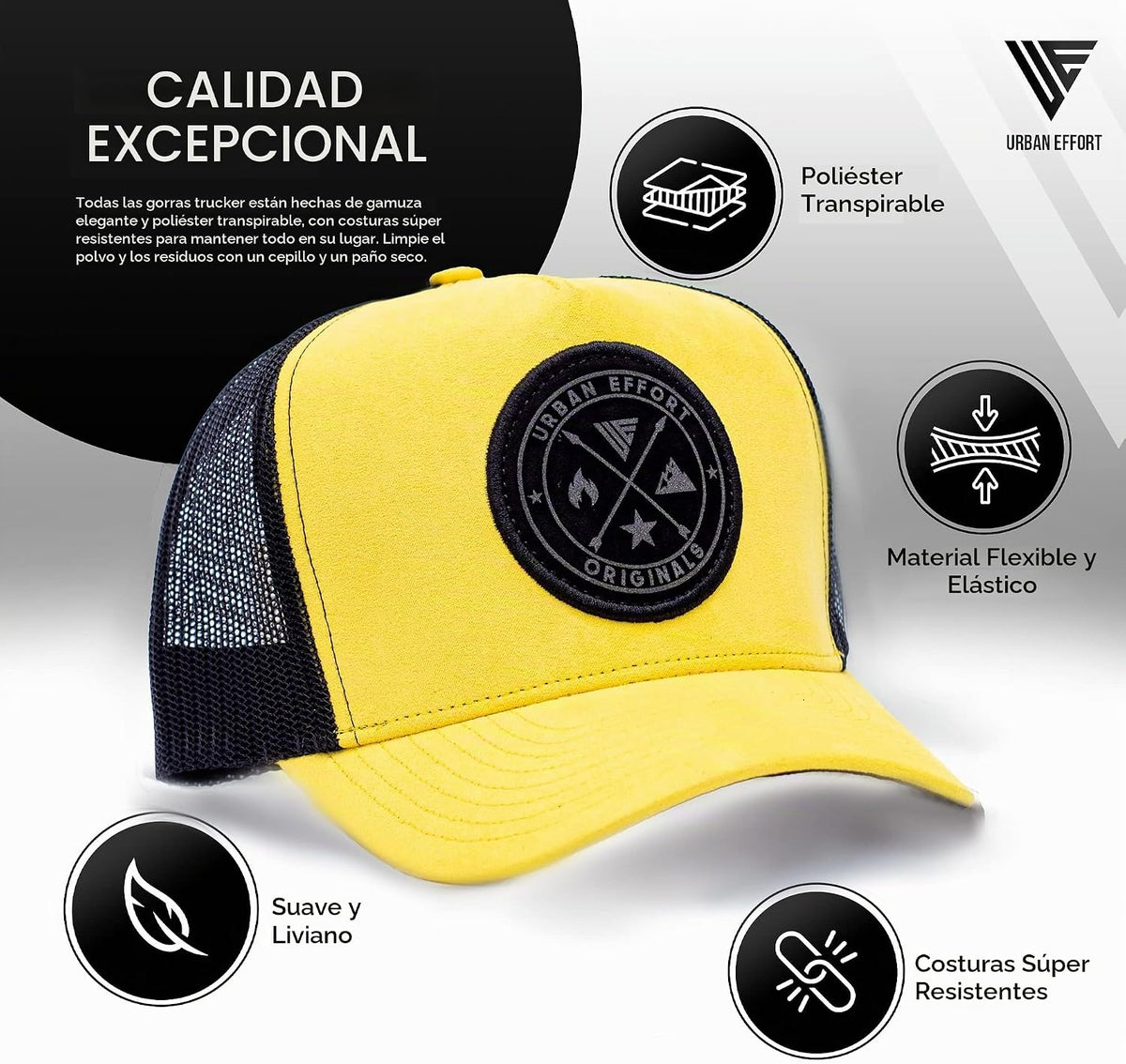 Urban Effort Trucker Hat para hombre – Gorra de béisbol con parte t...