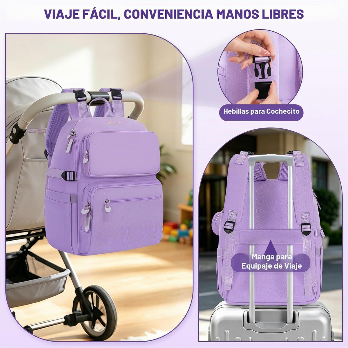 IBVIVIC Bolsa de pañales Mochila para pañales de gran capacidad, Pú...