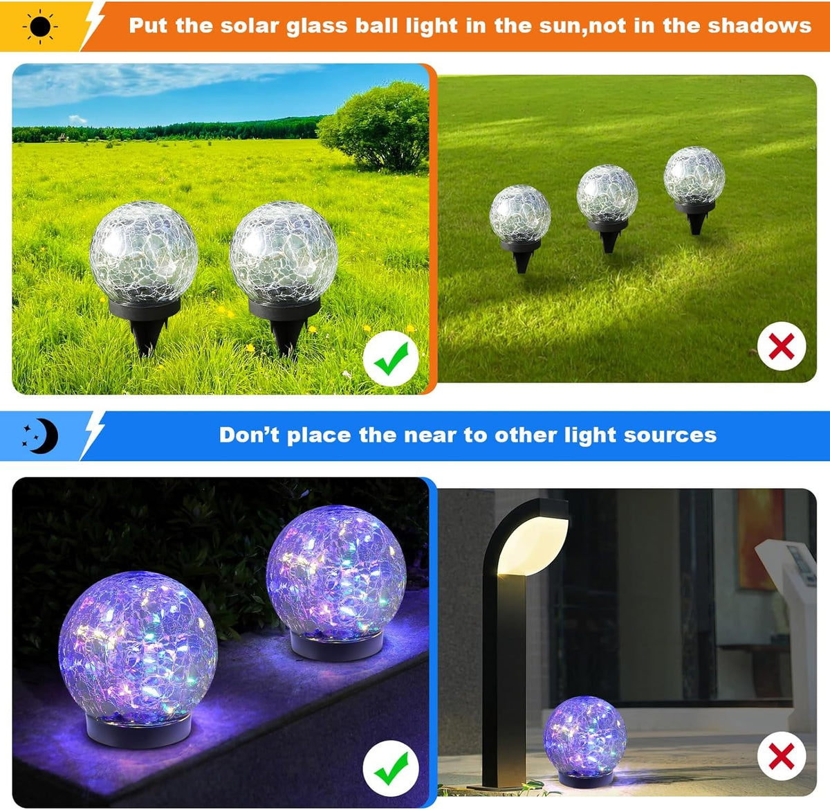 MLKNK Luces solares de globo para exteriores, impermeables, bolas s...