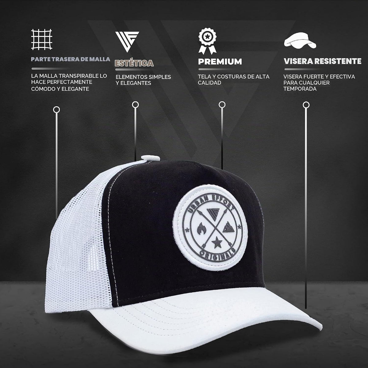Urban Effort Trucker Hat para hombre – Gorra de béisbol con parte t...