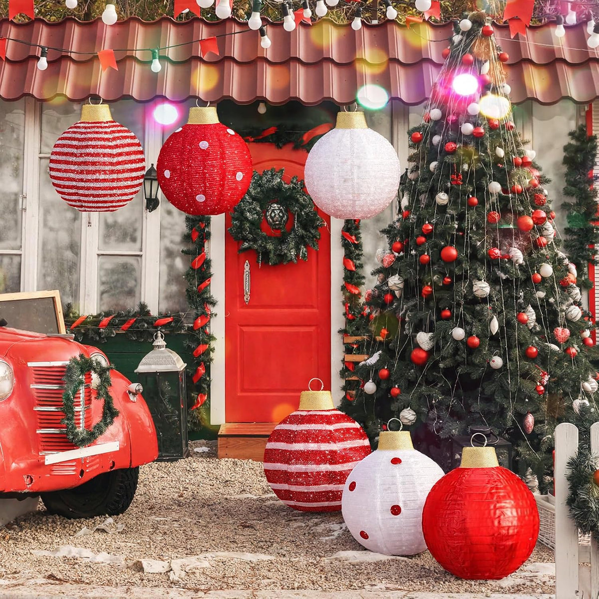 6 bolas de Navidad grandes de 12 pulgadas, adorno emergente, mezcla...