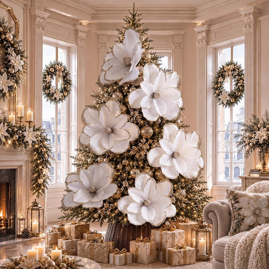 Thiccywoov 8 piezas de flores de Navidad grandes de 20 pulgadas, fl...