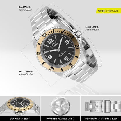 Invicta Mens Watch Stainless Steel 40mm