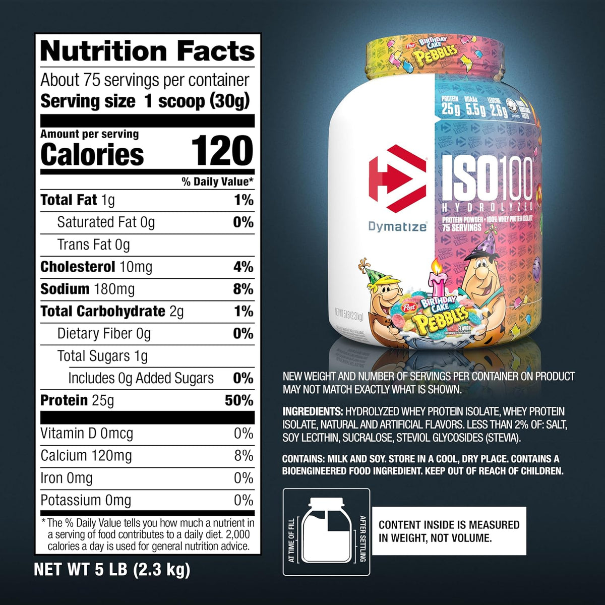 Dymatize Polvo de proteína ISO100, 100% aislado de suero de leche |...
