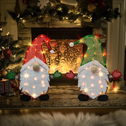 TW SHINE Juego de 2 gnomos de Navidad iluminados, 50 l, 2 pies, gno...