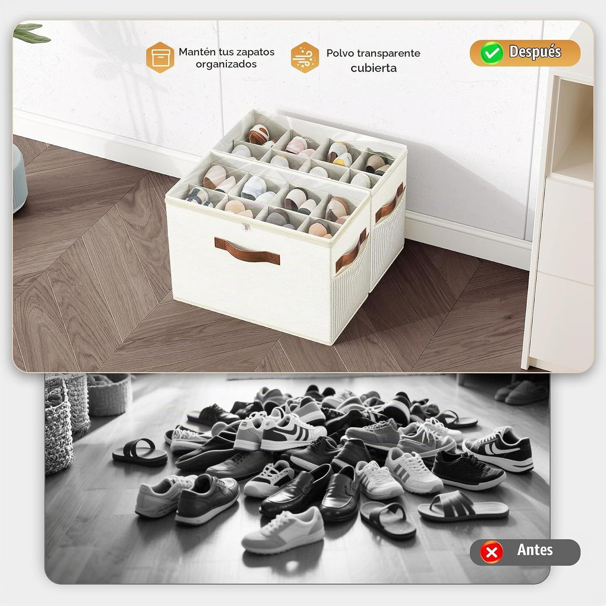 Paquete de 2 organizadores de zapatos para armario, almacenamiento...