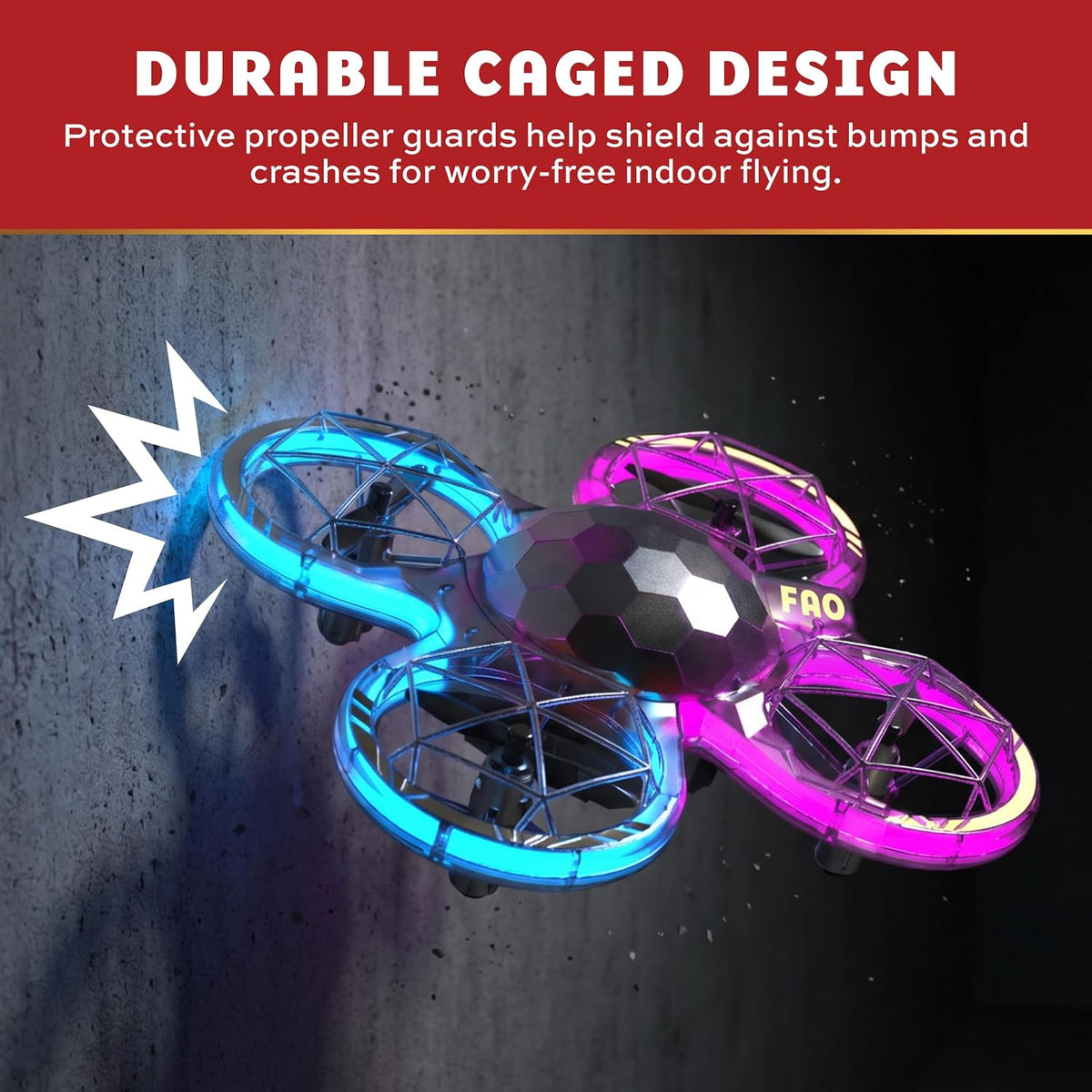 FAO Schwarz Disco Lightshow RC Drone para niños, volante de acrobac...