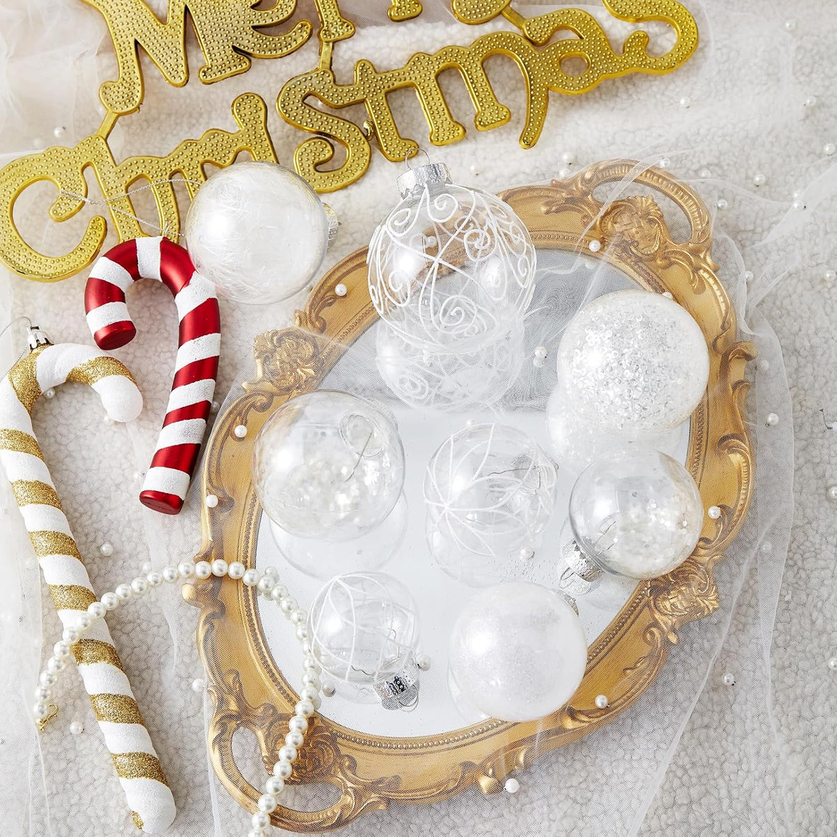 Wironlst Adornos de Bolas de Navidad Irrompibles Transparentes de P...