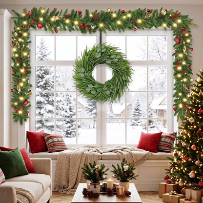 UrMoon Guirnalda de Navidad de 9 pies con luces para interiores y |...