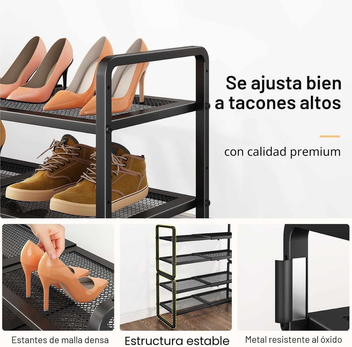 Zapatero de metal expandible para armario, entrada y garaje, 4 nive...