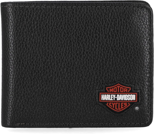 Harley-Davidson Cartera de cuero genuino con bloqueo RFID para hombre