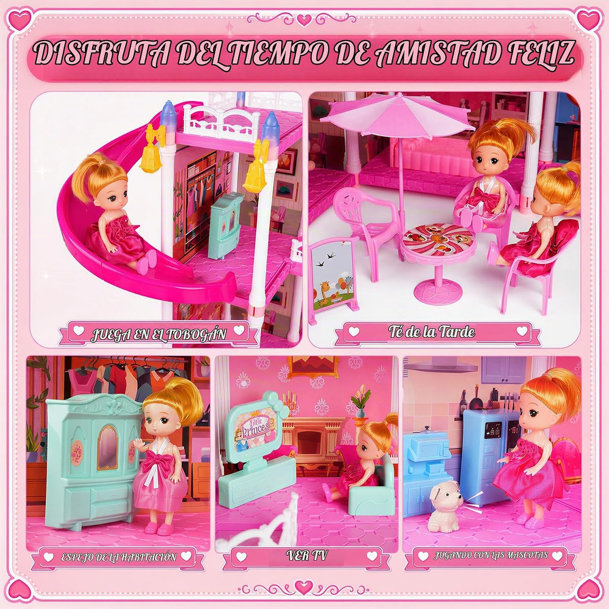 KLADNDER Casa de muñecas de 4 pisos con 12 habitaciones para niñas,...