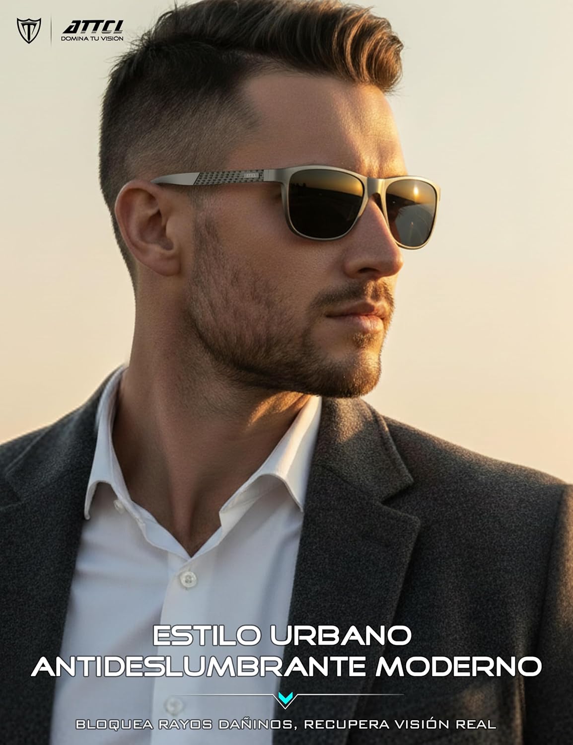 ATTCL Gafas de sol polarizadas para hombre Al-Mg Metal ultraligeras...