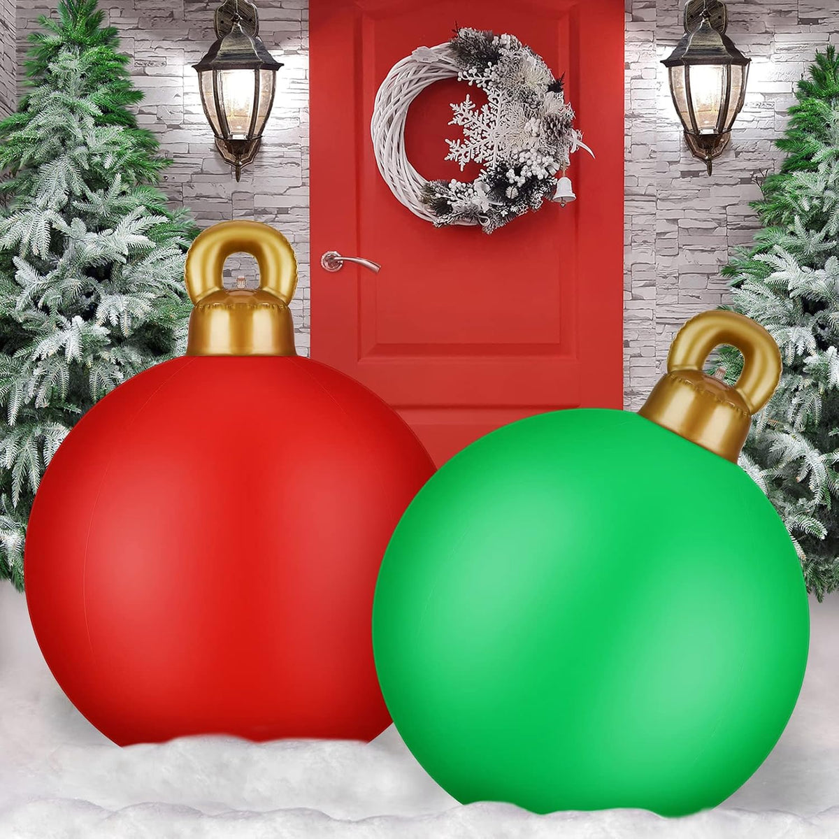 Jetec 2 bolas inflables gigantes de Navidad de 32 pulgadas, color r...