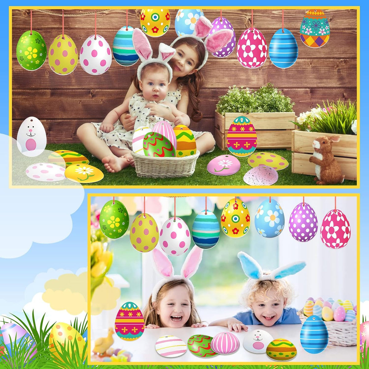 Rtteri 30 piezas de huevos de Pascua al aire libre colgantes colori...