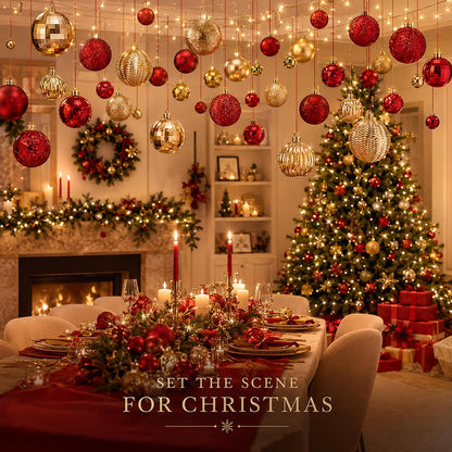 Relaxgiant - 36 bolas de Navidad para techo, color rojo y dorado |...