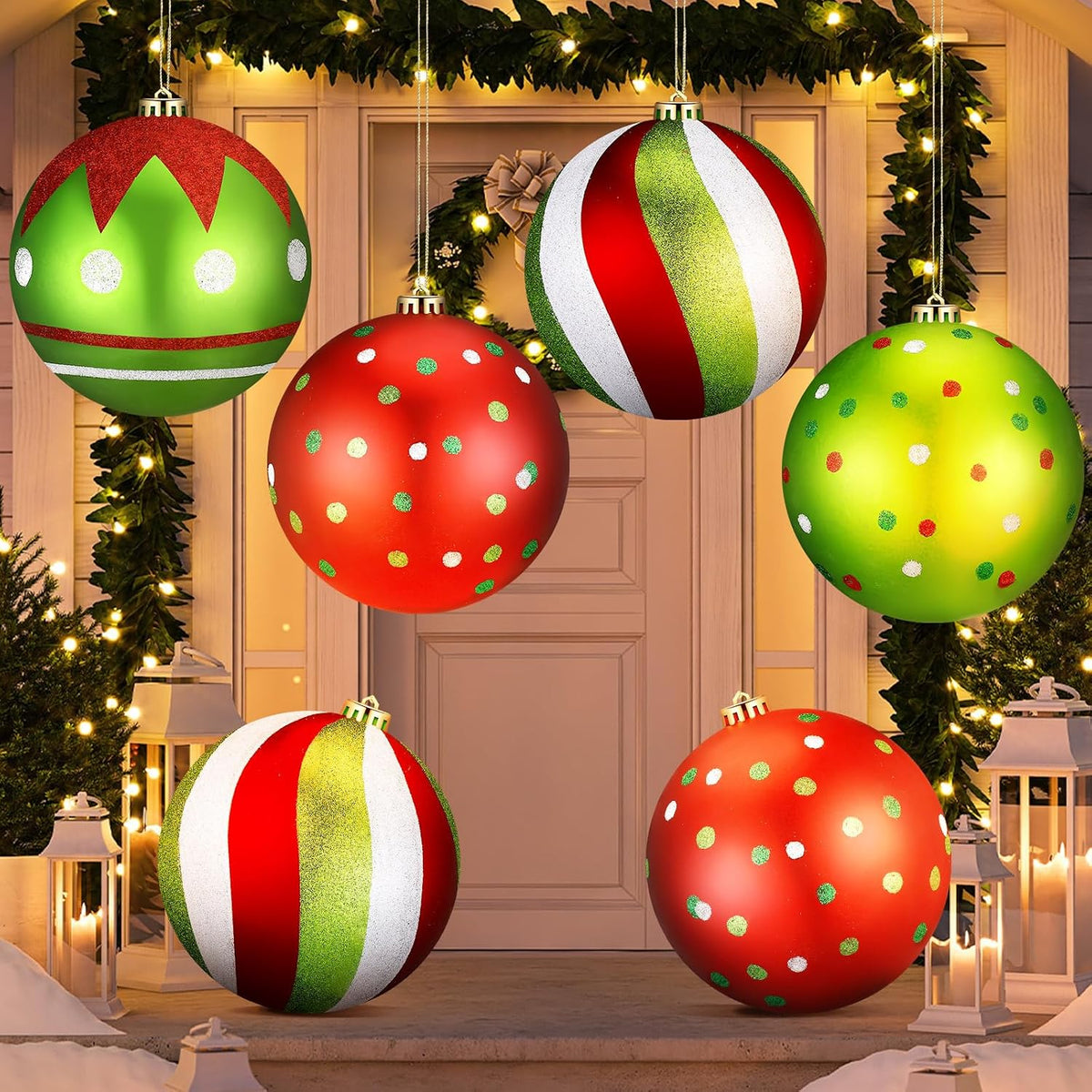 Tigeen - 4 bolas de Navidad grandes de 6 pulgadas, color rojo | Ado...