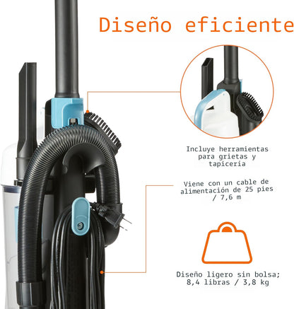 Amazon Basics Aspiradora vertical sin bolsa para alfombras y suelos...