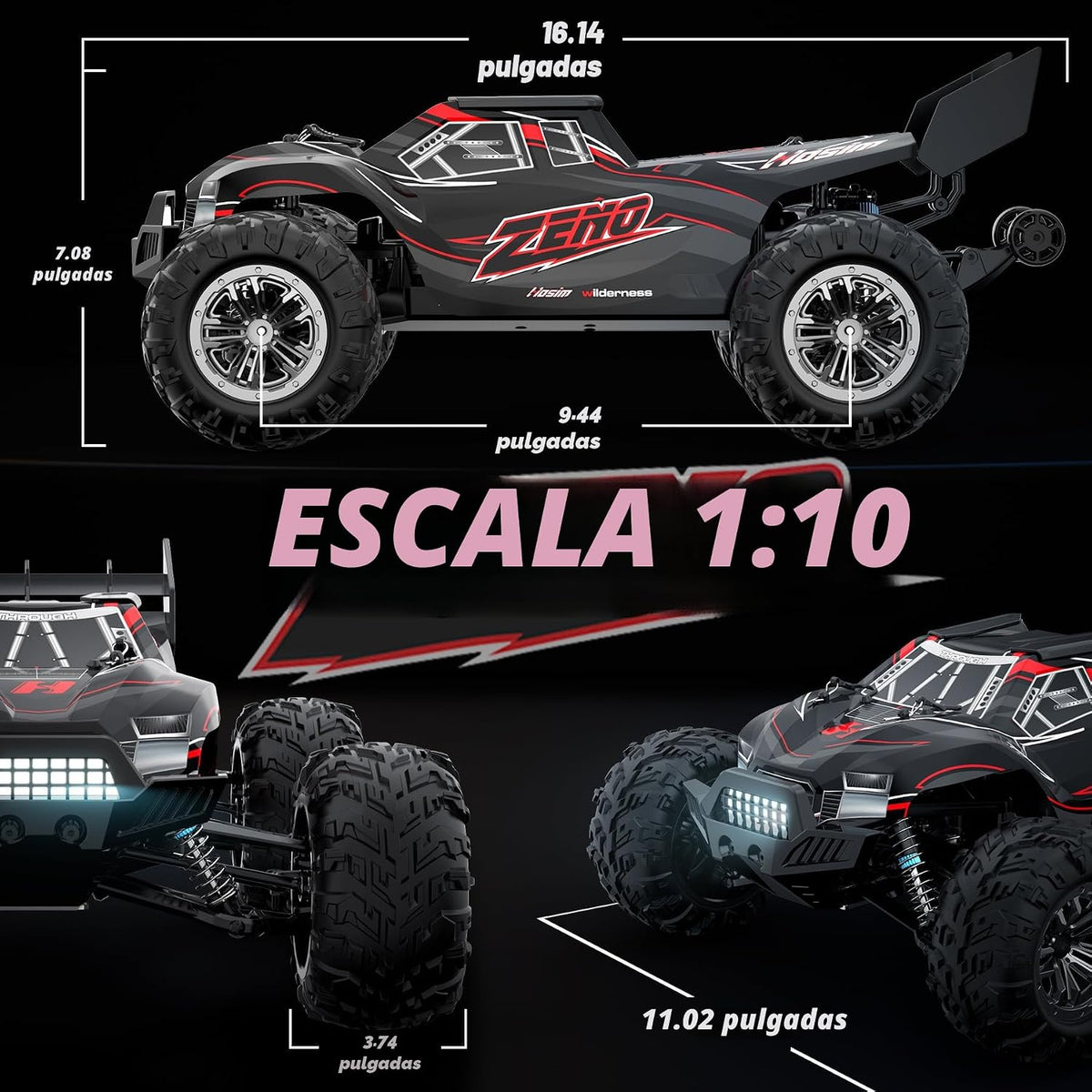 Hosim Coche RC 1\/10 para adultos y niños de 48+KMH, auto eléctrico...
