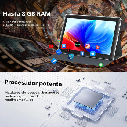 HOTTABLET Tablet Android 14.0 de 7 pulgadas con funda protectora, 8...