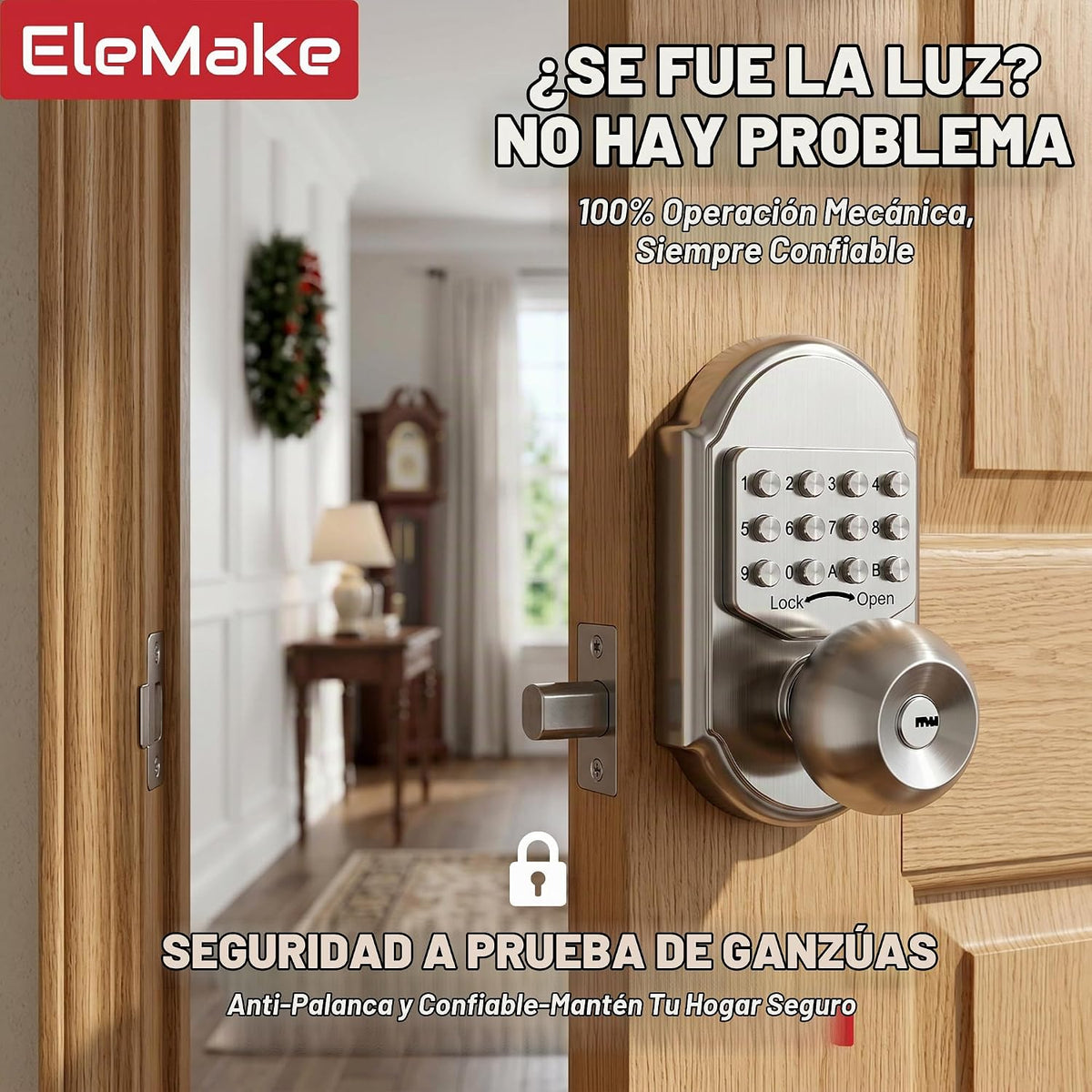 Bravex Cerradura de puerta con teclado de entrada sin llave, cerrad...