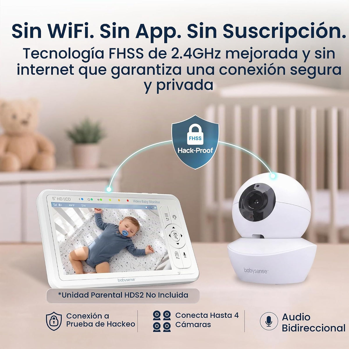 Babysense Cámara complementaria de repuesto para monitor de bebé HD...