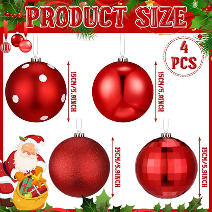 Tigeen - 4 adornos de bolas de Navidad grandes de 6 pulgadas | Ador...