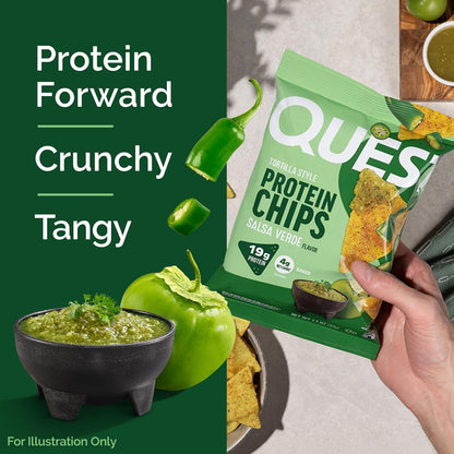 Quest Nutrition Salsa Verde Tortilla Style Chips de proteína, 1.1 o...