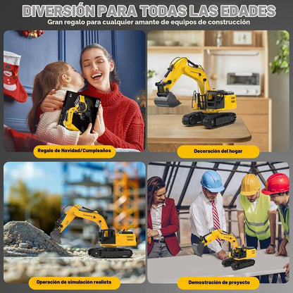Juguete de excavadora RC de 18.1 pulgadas para niños, vehículo de c...