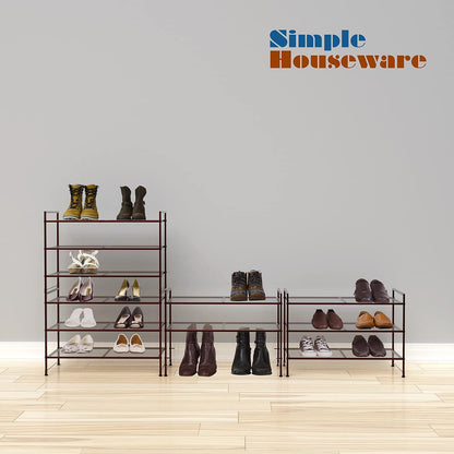Simple Houseware Zapatero apilable de malla de 3 niveles, bronce |...