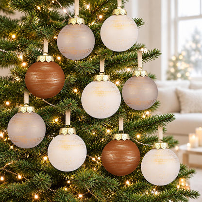 Yunlly - 12 adornos de Navidad neutros 2026, color beige marfil car...